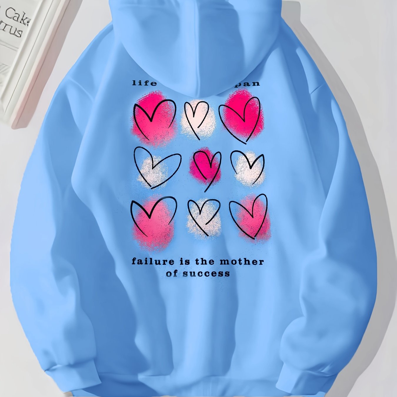 Heart Print Kangaroo Pocket Hoodie, Casual Long Sleeve Drawstring Hoodies Sweatshirt, Women's Clothing, Valentine's Day