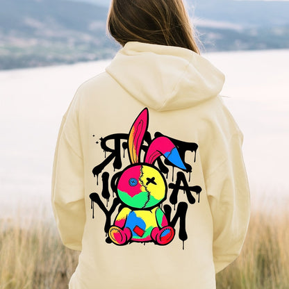 Cartoon Print Hoodie, Drawstring Casual Hooded Sweatshirt, Women's Clothing