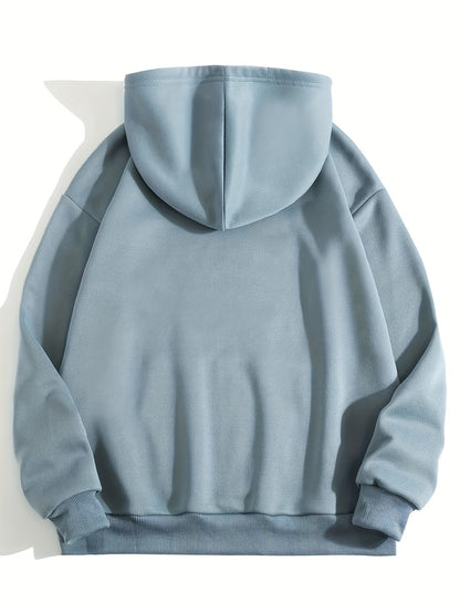 Women's Letter Pattern Kangaroo Pocket Hoodie With Drawstring Hood And Warm Lining, For Fall And Winter