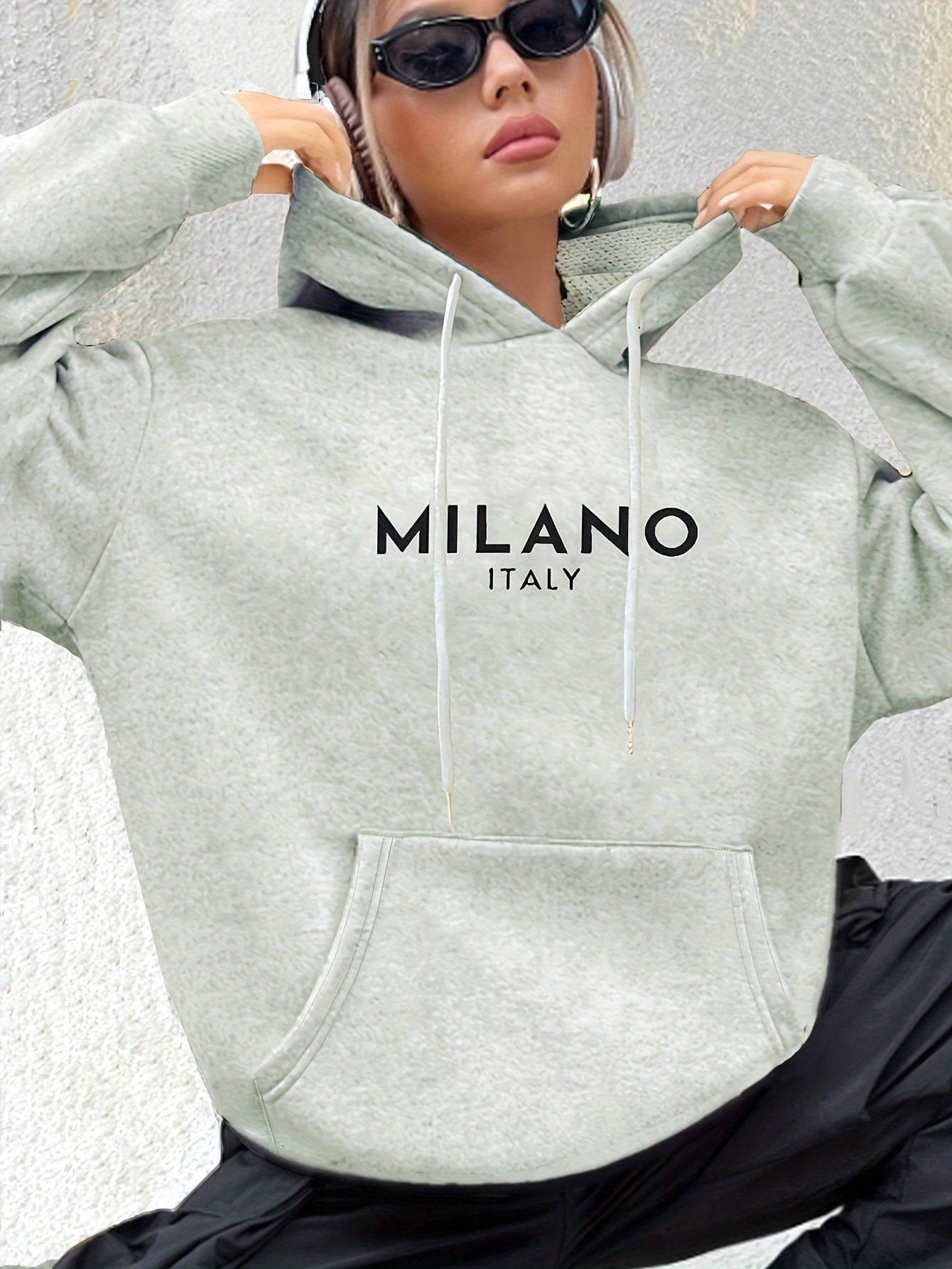 Milano Italy Sweatshirt, Vacation in Italy, Gift for Women, Milano Trip Hoodies, Fashion Clothing, Fashion Lover Gift, Europe Trip, European Fashion Drawstring Loose Hoodie, Casual Hooded Pocket Fashion Long Sleeve Sweatshirt