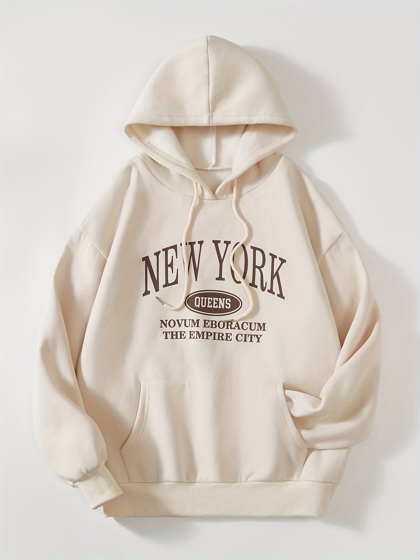 Letter Print Drawstring Hoodie, Casual Long Sleeve Drop Shoulder Hoodie, Women's Clothing