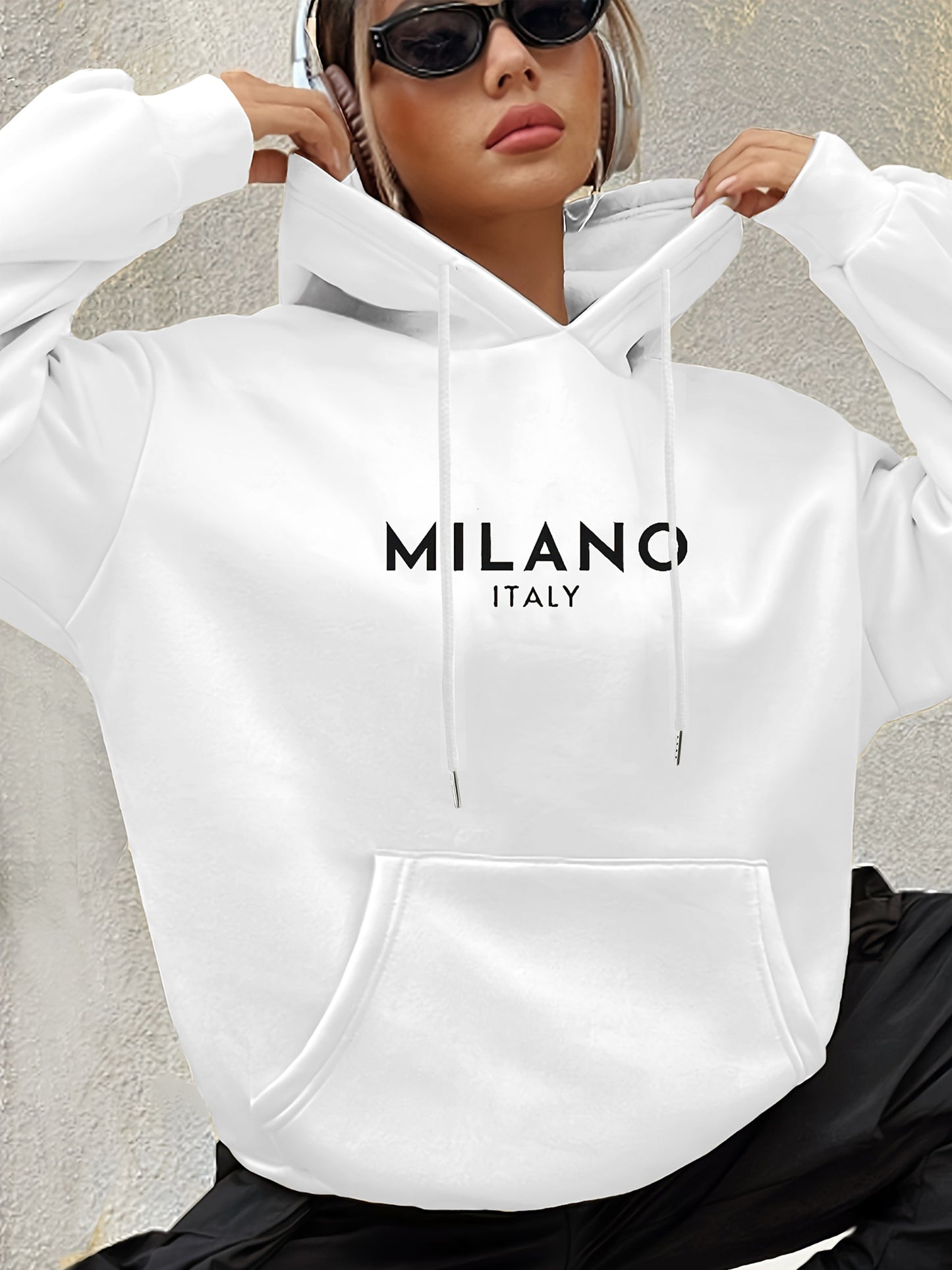 Milano Italy Sweatshirt, Vacation in Italy, Gift for Women, Milano Trip Hoodies, Fashion Clothing, Fashion Lover Gift, Europe Trip, European Fashion Drawstring Loose Hoodie, Casual Hooded Pocket Fashion Long Sleeve Sweatshirt