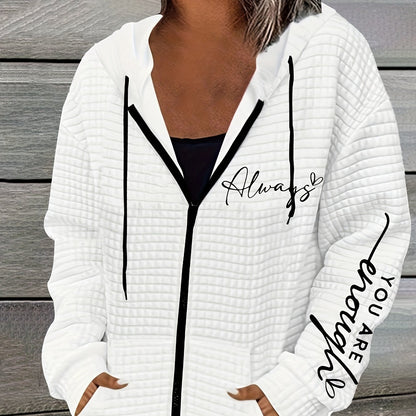 Letter Printed Hoodie Long Sleeve Hooded Kangaroo Pocket Autumn And Winter Hoodie Coat Casual Top for Women Clothing