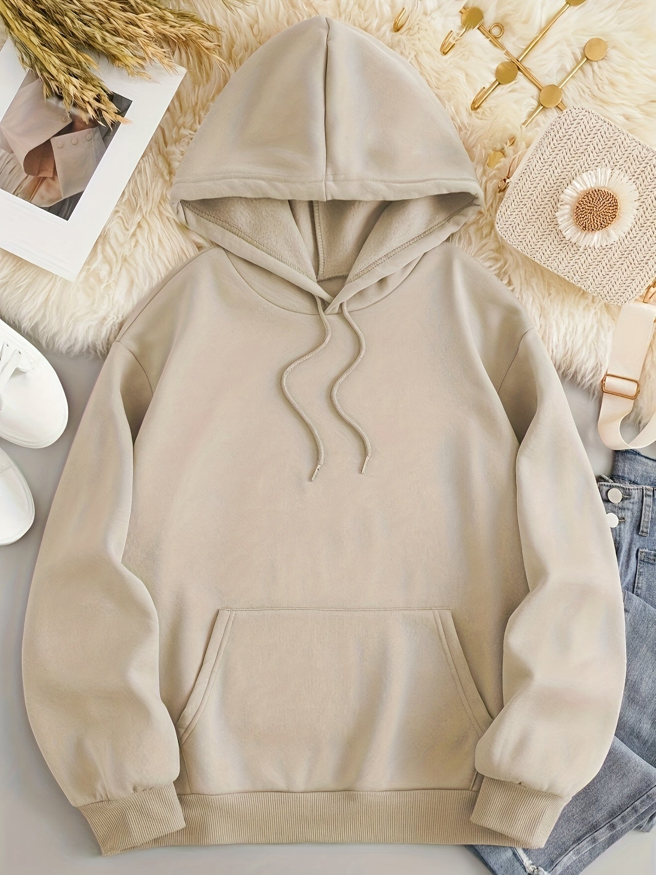 Graphic Print Hoodie, Drawstring Casual Hooded Sweatshirt For Winter & Fall, Women's Clothing