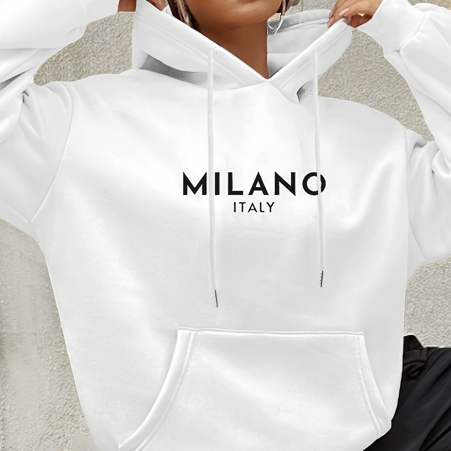 Milano Italy Sweatshirt, Vacation in Italy, Gift for Women, Milano Trip Hoodies, Fashion Clothing, Fashion Lover Gift, Europe Trip, European Fashion Drawstring Loose Hoodie, Casual Hooded Pocket Fashion Long Sleeve Sweatshirt