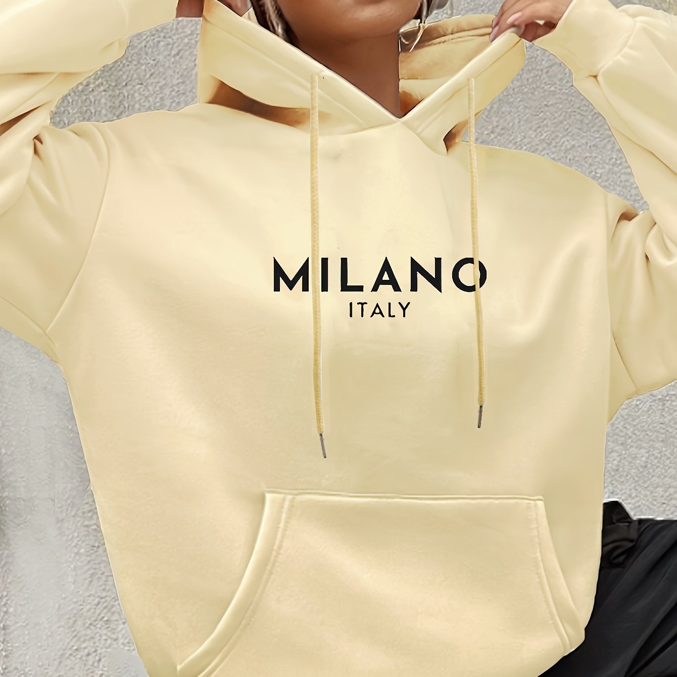 Milano Italy Sweatshirt, Vacation in Italy, Gift for Women, Milano Trip Hoodies, Fashion Clothing, Fashion Lover Gift, Europe Trip, European Fashion Drawstring Loose Hoodie, Casual Hooded Pocket Fashion Long Sleeve Sweatshirt