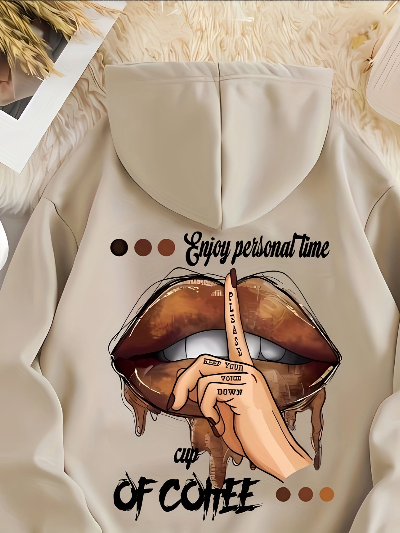 Graphic Print Hoodie, Drawstring Casual Hooded Sweatshirt For Winter & Fall, Women's Clothing