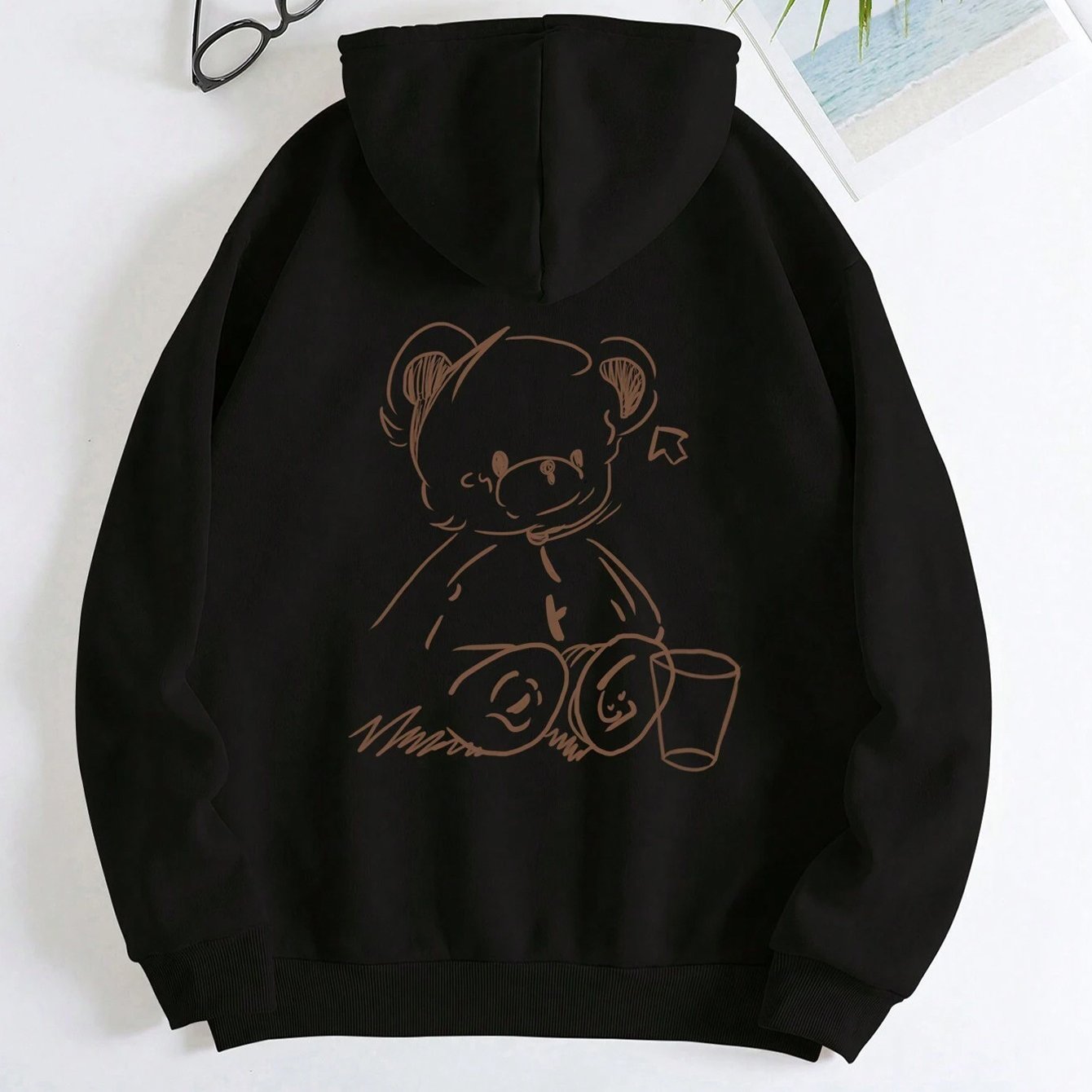 Women's Cozy Graphic Hoodie with Drawstring - Casual Pullover Sweatshirt for Fall & Winter, Machine Washable