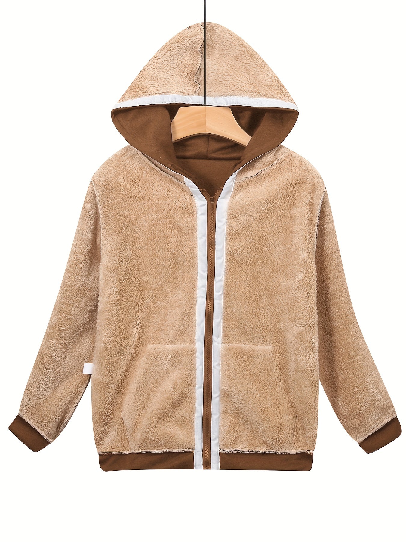 Women's Winter Plush Lined Thermal Hoodie With Pockets - Cozy And Stylish Sweatshirt For Cold Weather