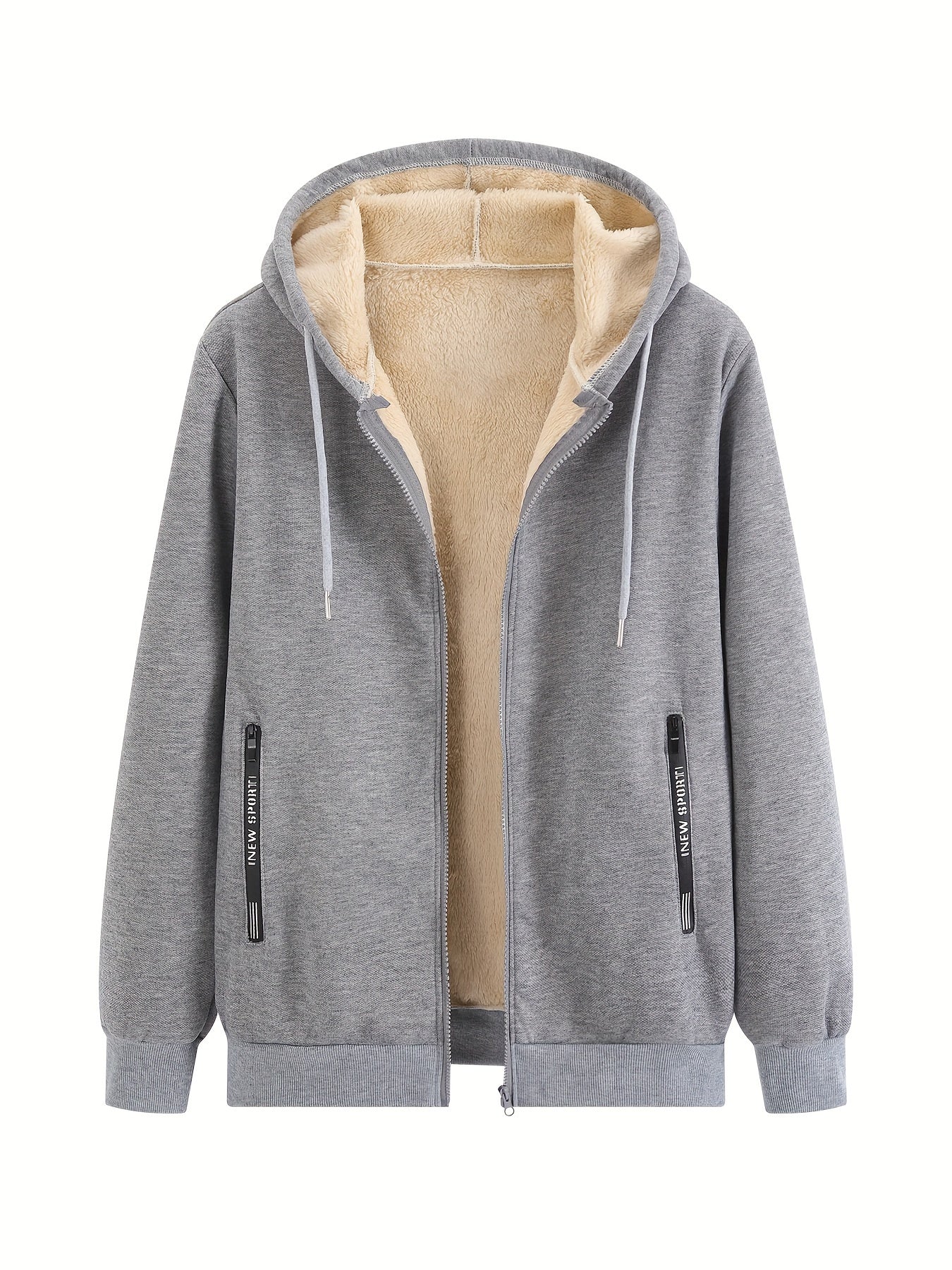 Women's Zipper Plus Fleece Warm Hooded Sweatshirt, Zipper Pocket Outdoor Running Fitness Hoodie Sweatshirt, Home Casual Sweatshirt