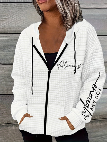 Letter Printed Hoodie Long Sleeve Hooded Kangaroo Pocket Autumn And Winter Hoodie Coat Casual Top for Women Clothing