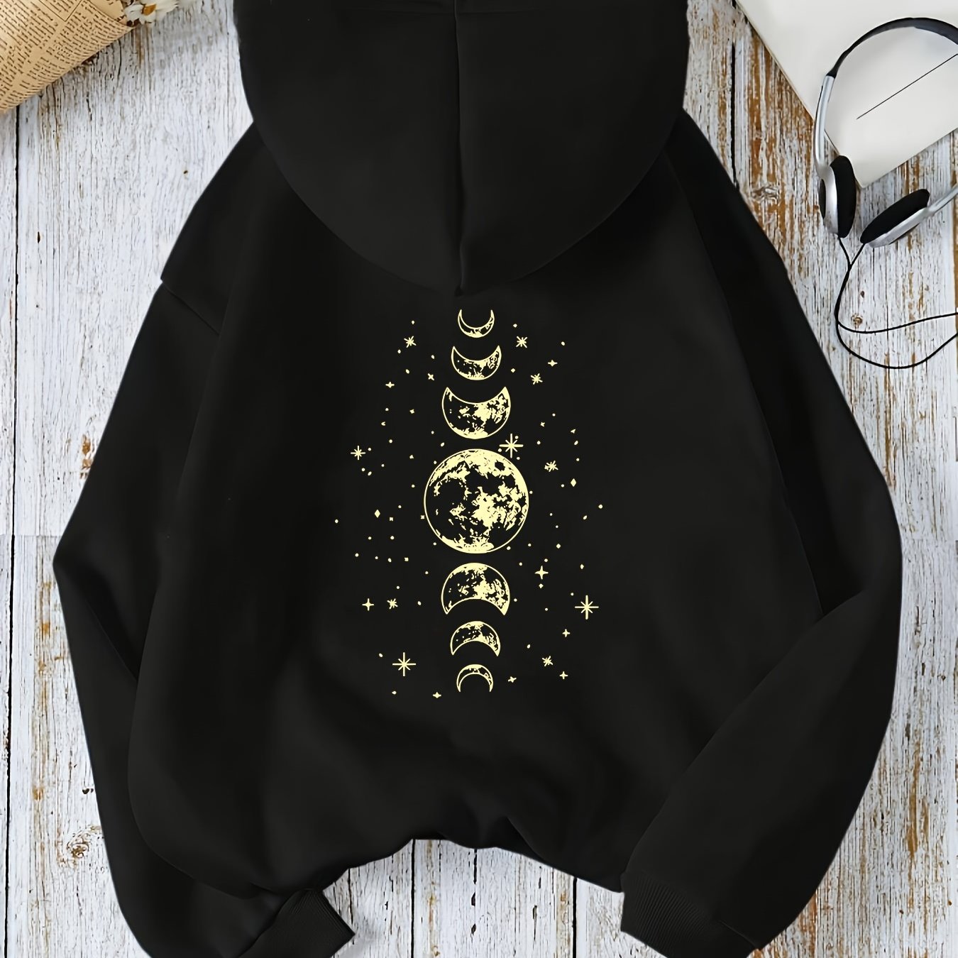 Women's Casual Hoodie with Geometric Print - Cozy Polyester, Machine Washable, Kangaroo Pocket | Perfect for Fall/Winter