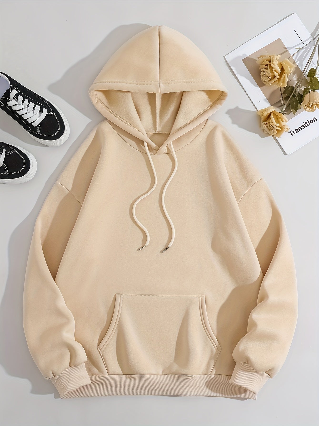 Women's Fashion Hoodie with Cute Bear Print - Casual Pullover Sweatshirt, Polyester, Machine Washable - Perfect for Fall & Winter